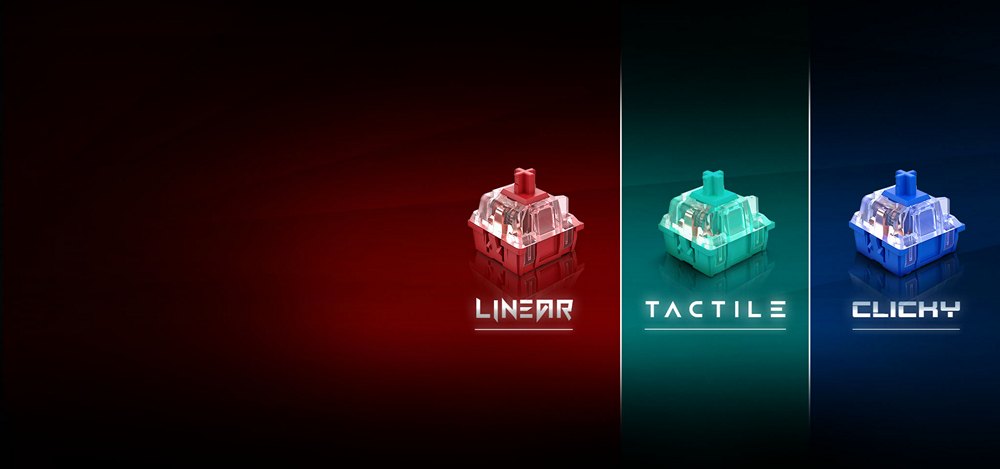 Красные,коричневые и синие переключатели клавишей клавиатуры