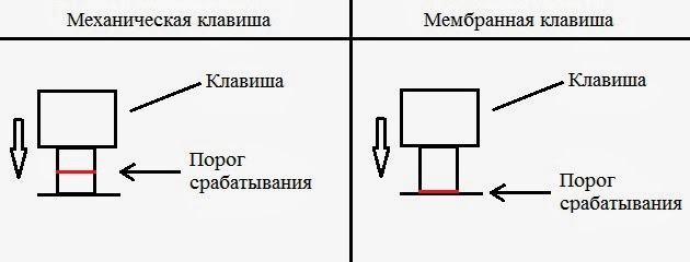 Механическая и мембранная клавиатуры, схема работы