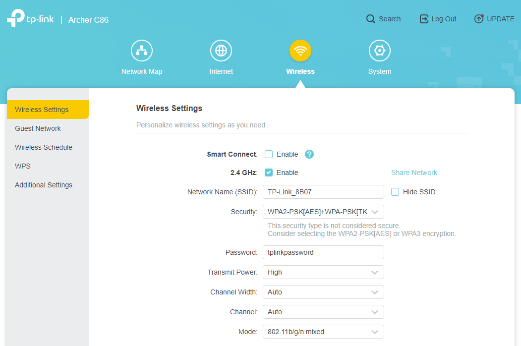 Настройки модема