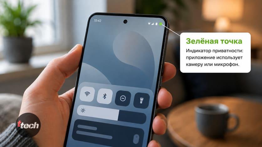 Что за маленькая зелёная точка на Samsung?